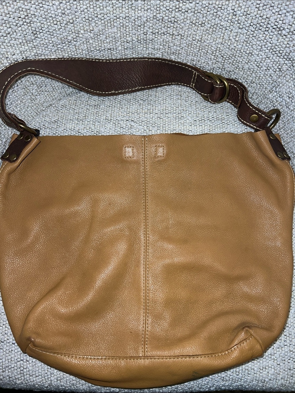 Lucky Brand Tan Leather Handbag with Suede interior